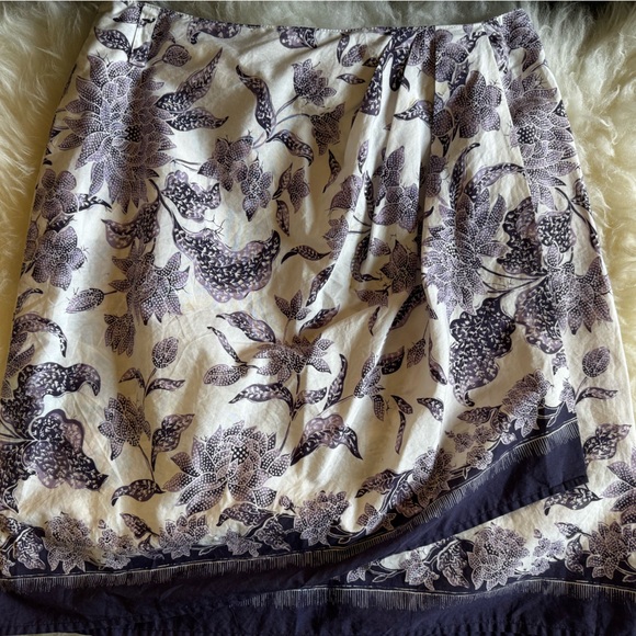 Ellen Tracy Ruched Purple and White Midi Skirt - Picture 1 of 4